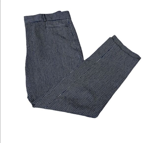 BANANA REPUBLIC Petite Jackson Fit Navy & White Pinstripe Cropped Dress Pant 10P - Picture 1 of 9